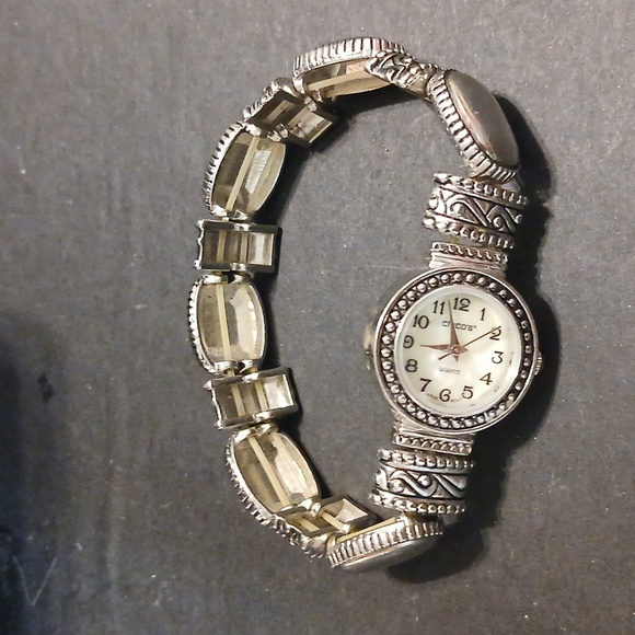 Chico's silver tone elastic wrist watch bracelet - Picture 4 of 9